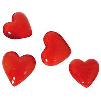 Glass Hearts, Red, 12 pieces  