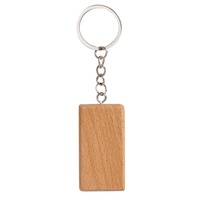 Simple Key Chain With Beech Wood Rectangle 