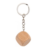 Simple Key Chain With Beech Wood, Cube Plane 