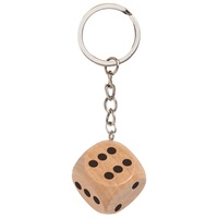 Simple Key Chain With Beech Wood Cube With Dots 