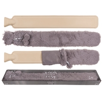 Wärmflasche grau mit Kunstfellüberzug ca. 73 cm lang, ca  2 Liter