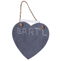 Heart Shaped Slate Board, With Hanging And Calk 