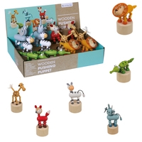 Wooden Pushing Puppet, Animal, 6 Designs Assorted