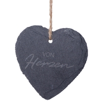 Schiefer-Geschenkanhänger Herz mit Spruch, 7x7cm, sortiert